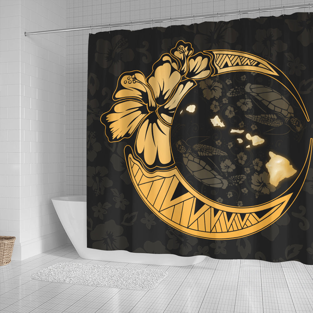 Hawaii Shower Curtain Hibiscus Map On The Moon