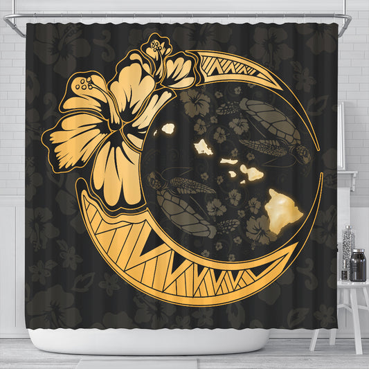 Hawaii Shower Curtain Hibiscus Map On The Moon