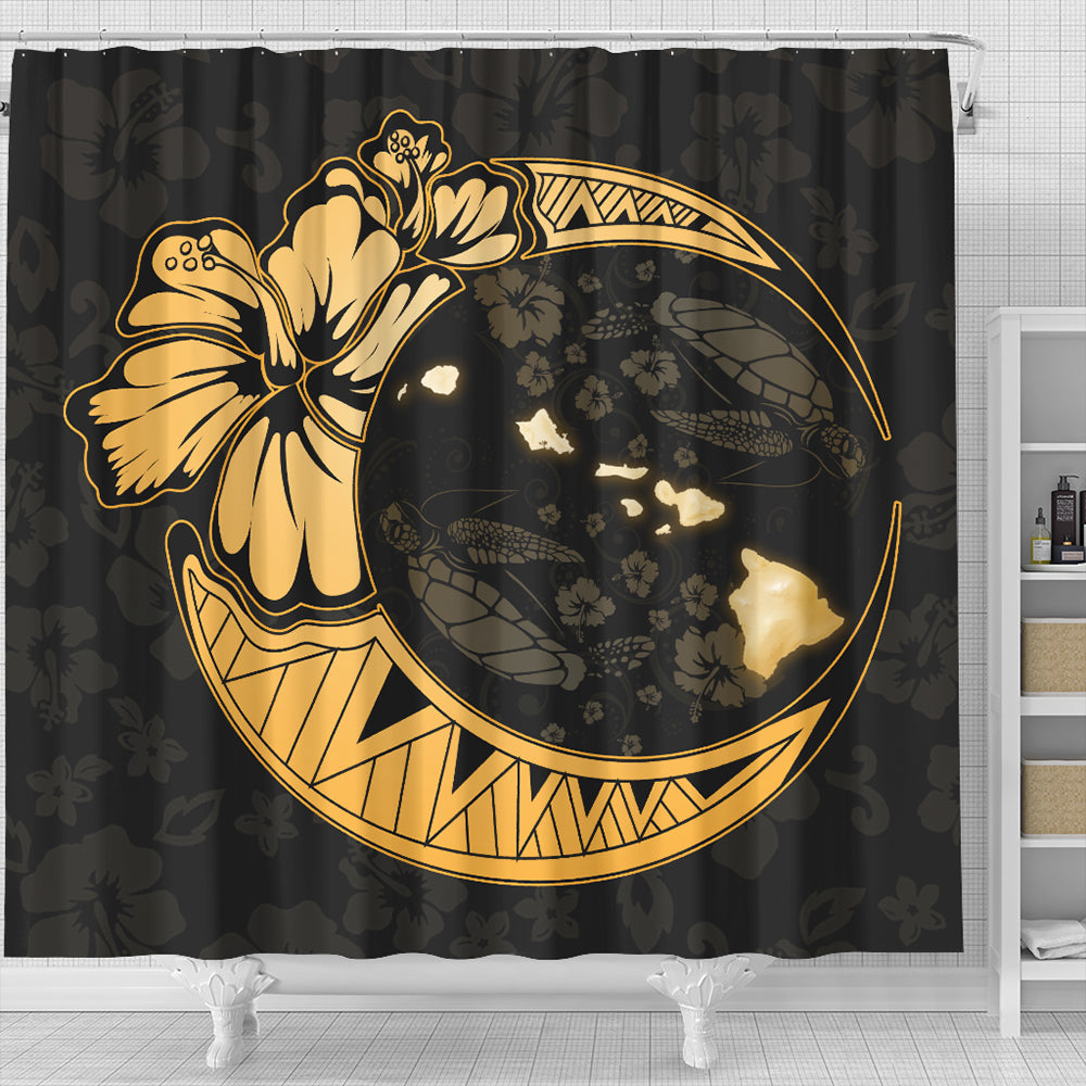 Hawaii Shower Curtain Hibiscus Map On The Moon
