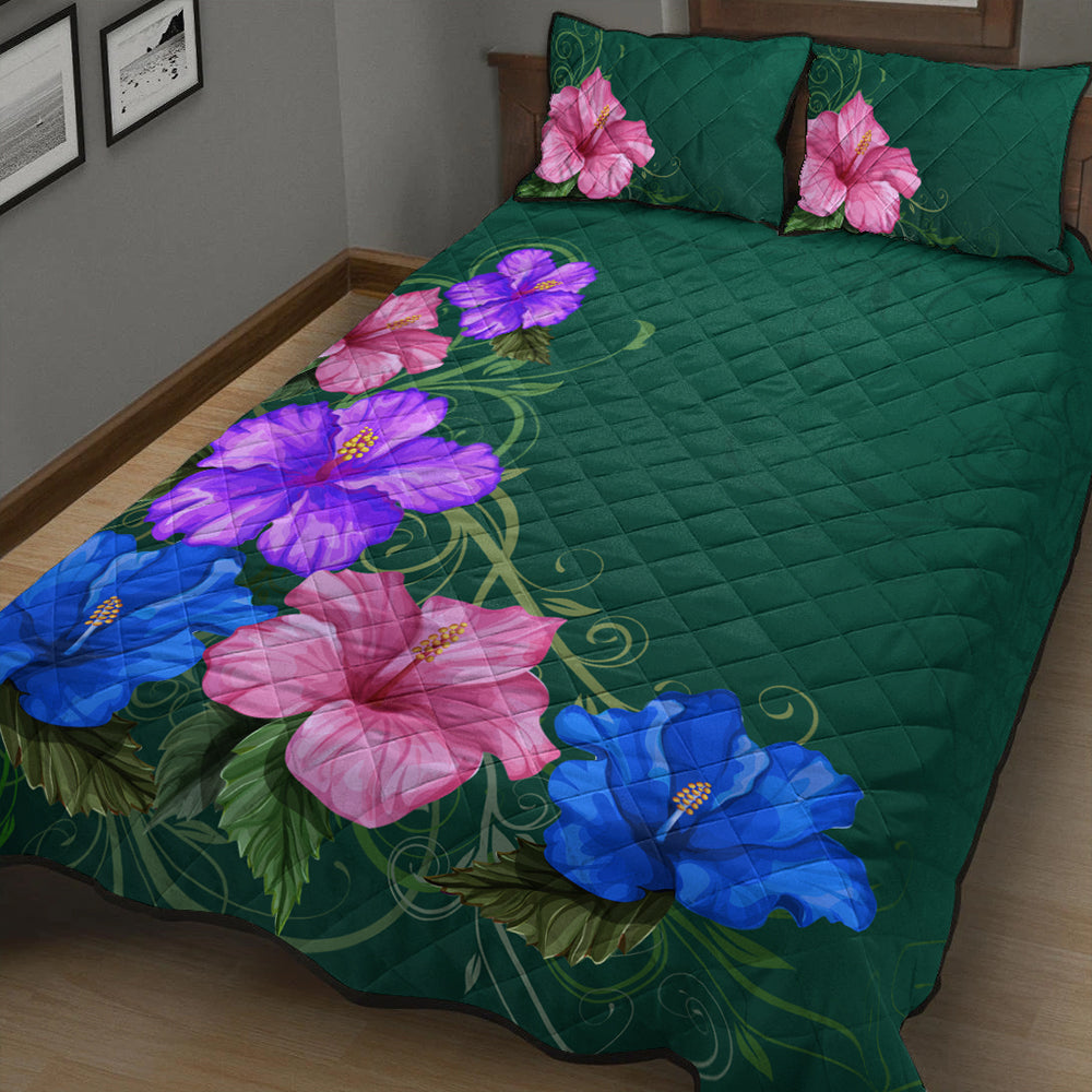 Hawaii Quilt Bed Set Hibiscus More Colorful