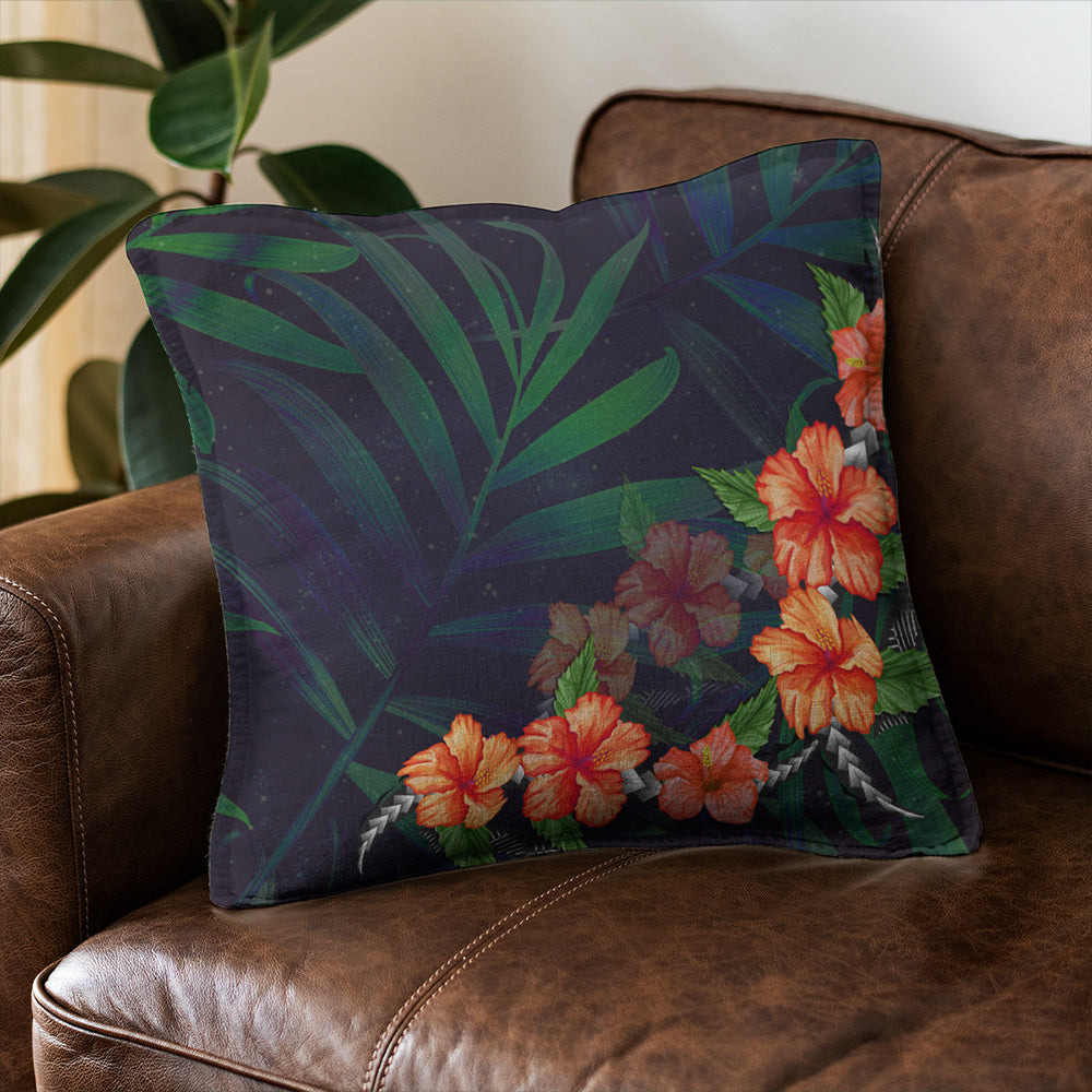 Hawaii Pillow Cover Hibiscus Palm Background