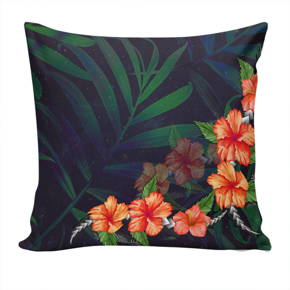 Hawaii Pillow Cover Hibiscus Palm Background