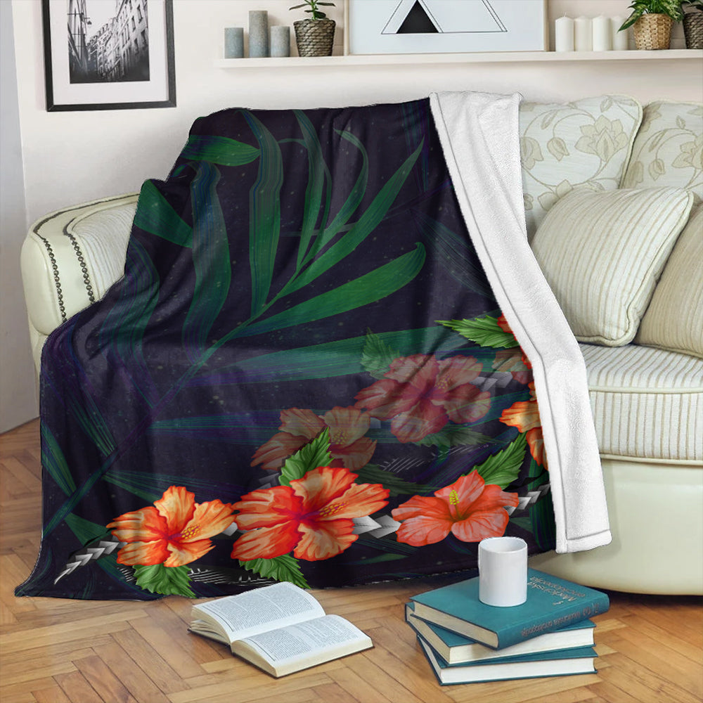 Hawaii Premium Blanket Hibiscus Palm Background