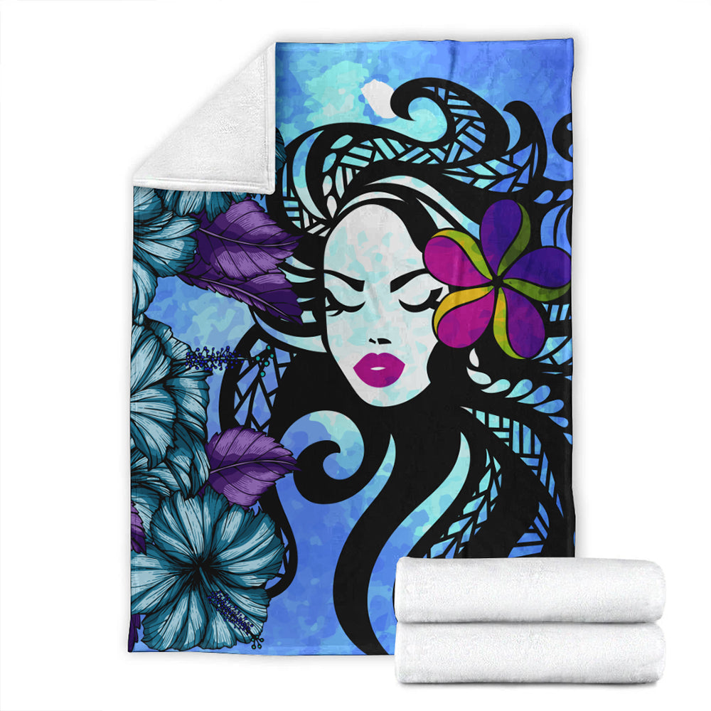 Hawaii Premium Blanket Hibiscus Polynesian Hula Girl