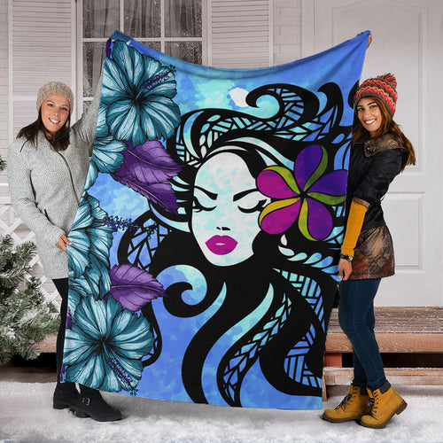 Hawaii Premium Blanket Hibiscus Polynesian Hula Girl