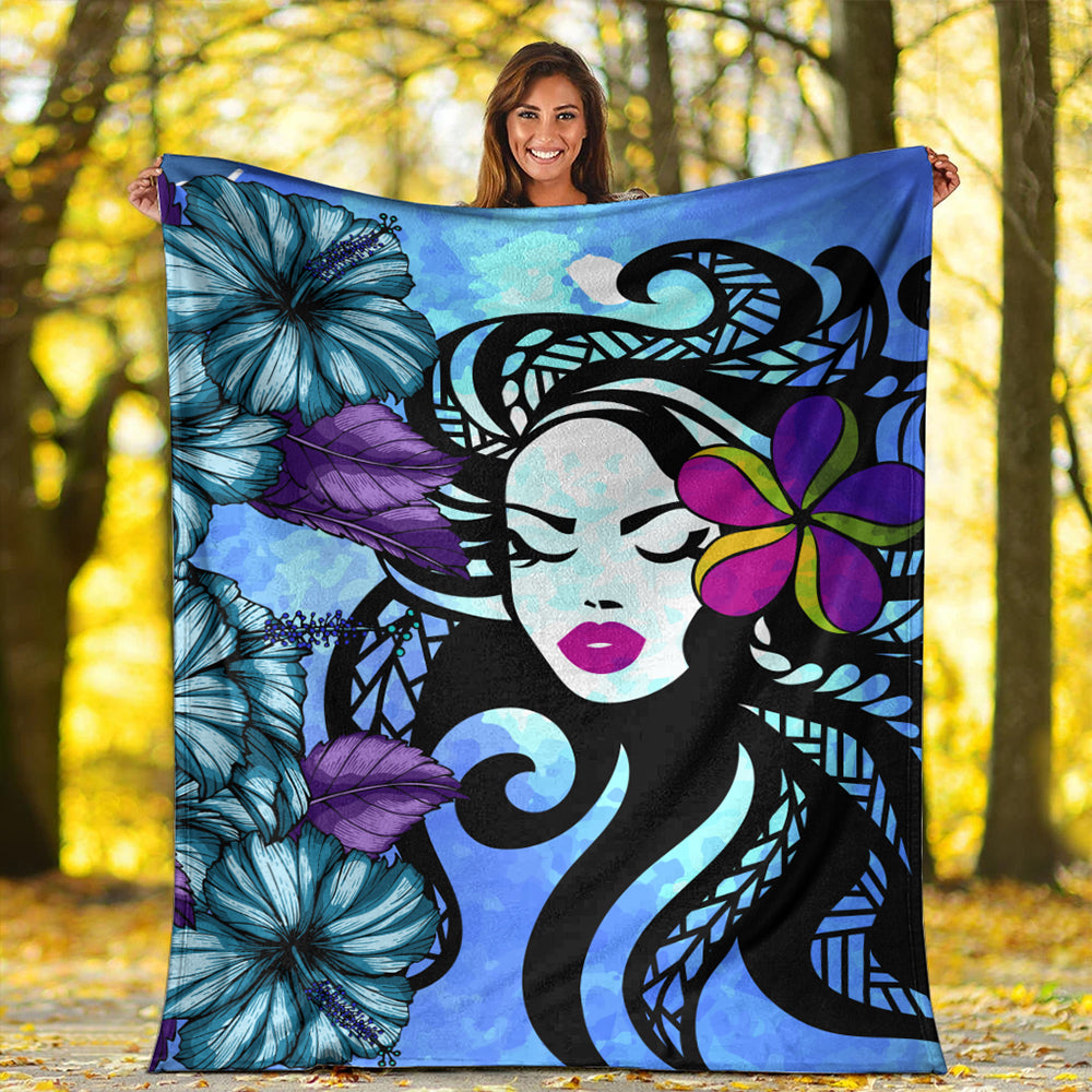 Hawaii Premium Blanket Hibiscus Polynesian Hula Girl