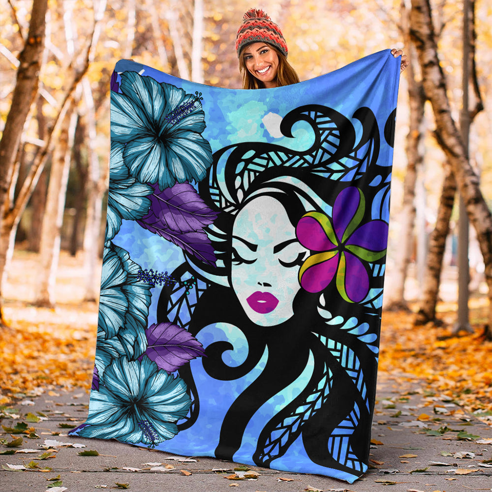 Hawaii Premium Blanket Hibiscus Polynesian Hula Girl