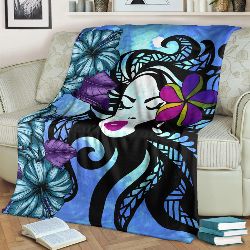 Hawaii Premium Blanket Hibiscus Polynesian Hula Girl
