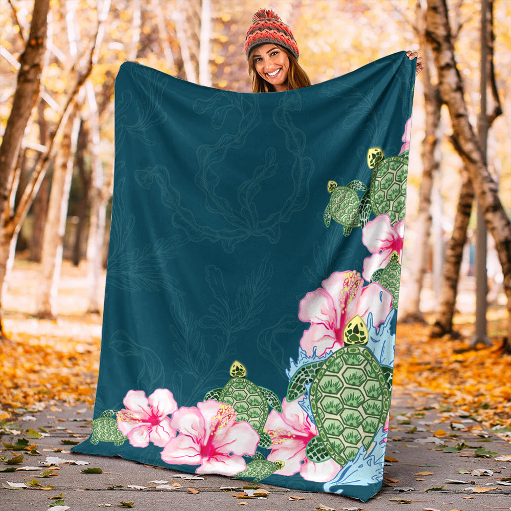 Hawaii Premium Blanket Hibiscus Turtle Dance