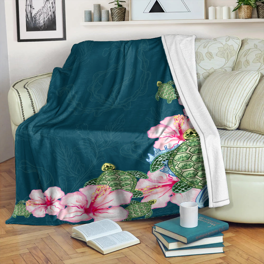 Hawaii Premium Blanket Hibiscus Turtle Dance