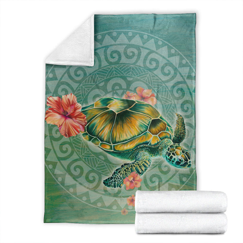 Hawaii Premium Blanket Hibiscus Turtle Swimming