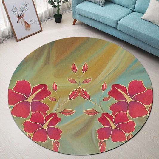 Hawaii Round Rug Hibiscus Water Color