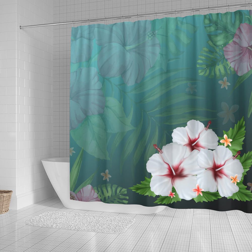 Hawaii Shower Curtain Hibiscus White Flower Gleeful