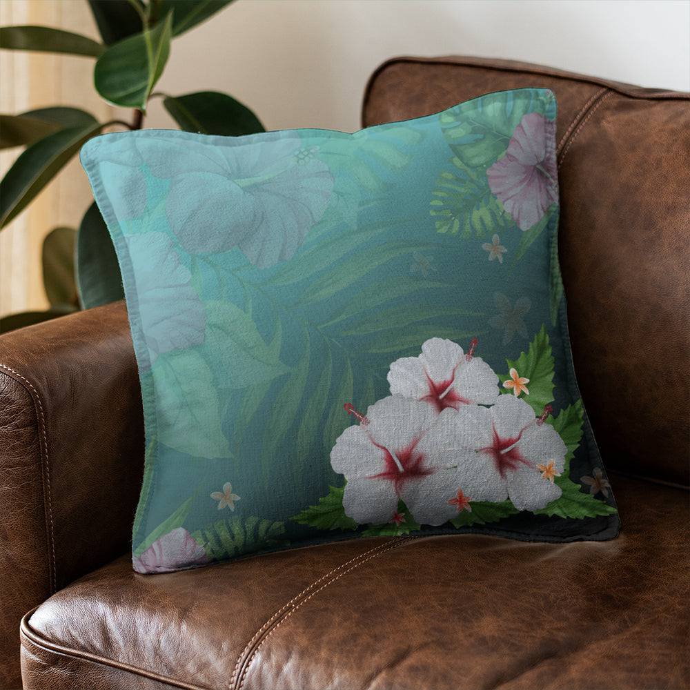 Hawaii Pillow Cover Hibiscus White Flower Gleeful