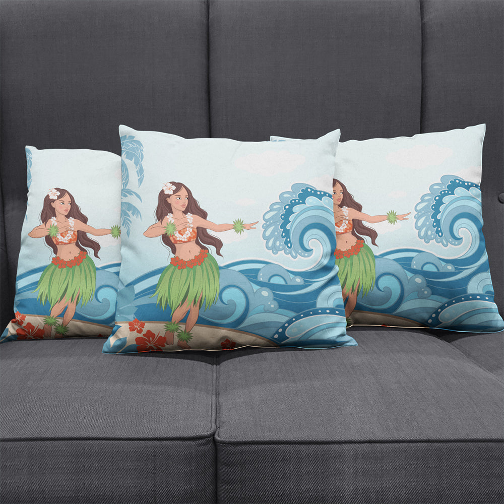 Hawaii Pillow Cover Hula Dance Cartoon