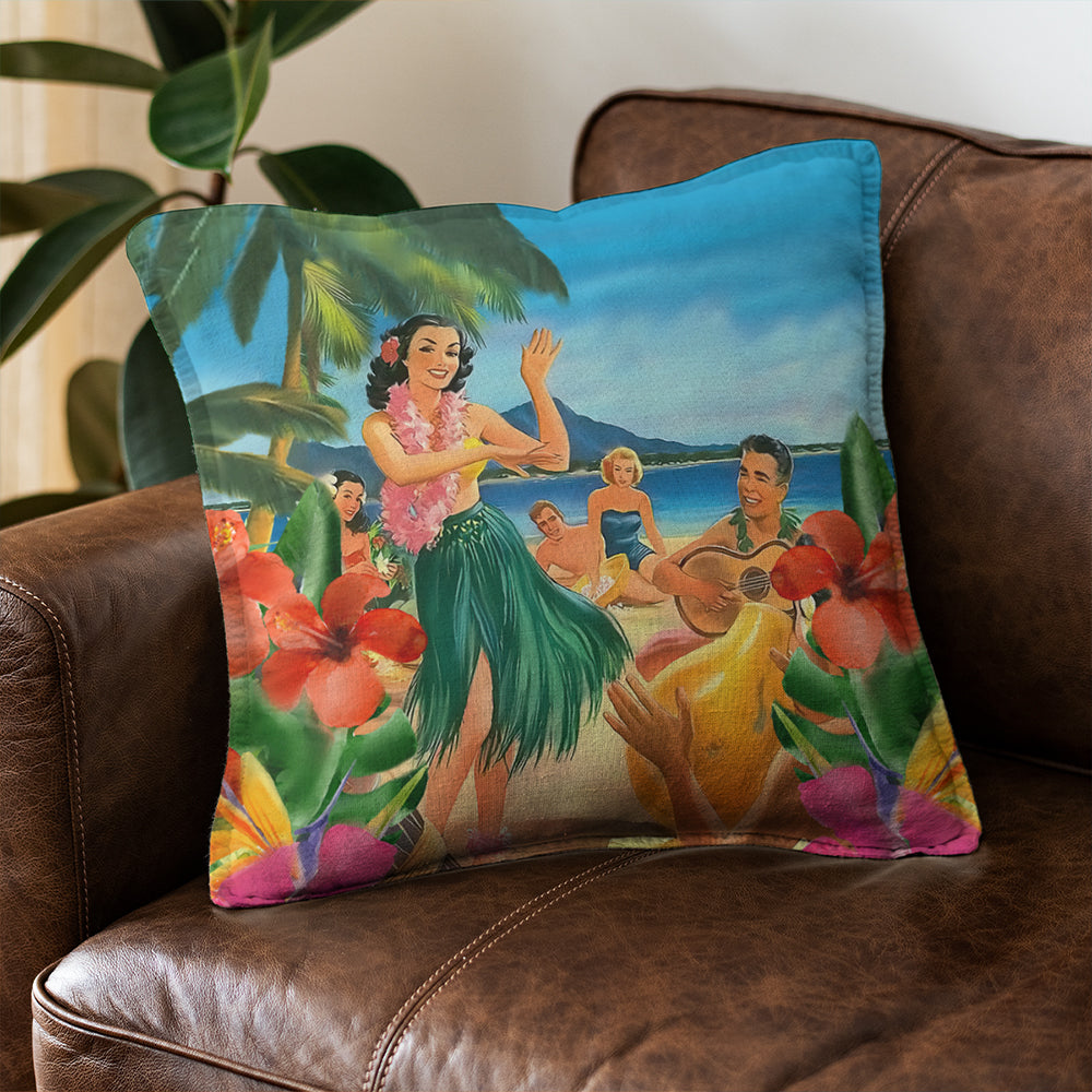 Hawaii Pillow Cover Hula Dance On Beach