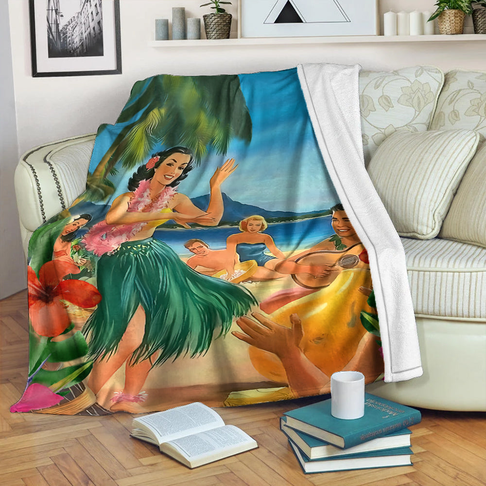 Hawaii Premium Blanket Hula Dance On Beach