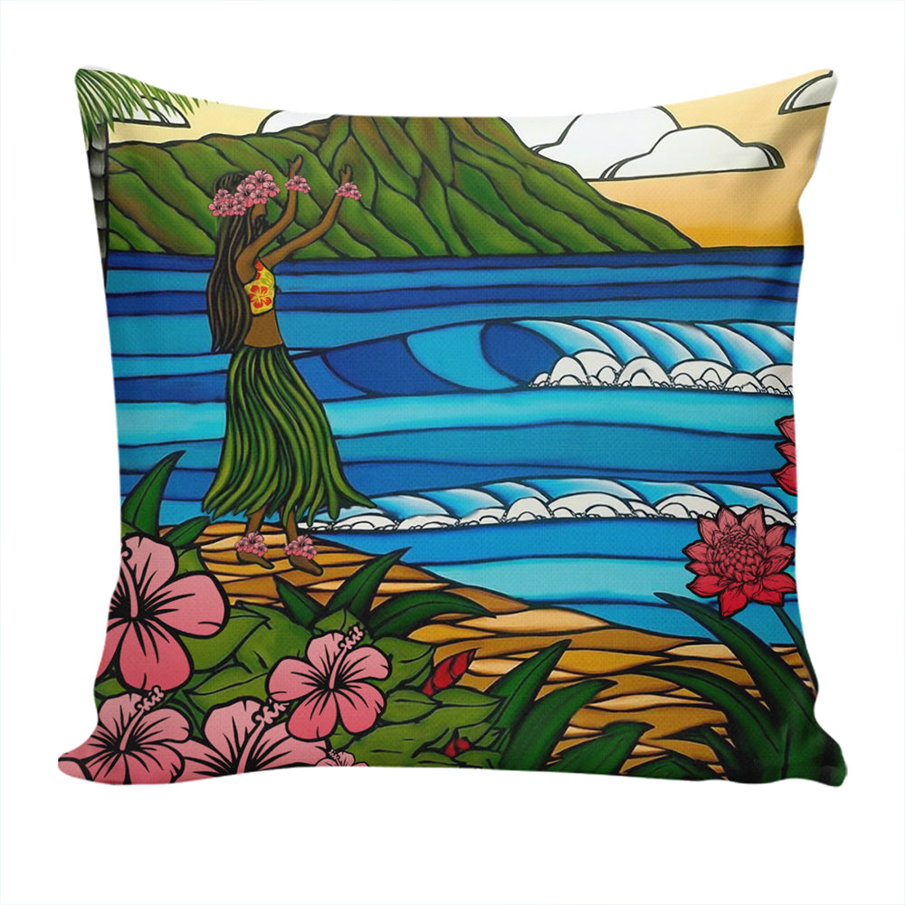 Hawaii Pillow Cover Hula Girl Dance Picture