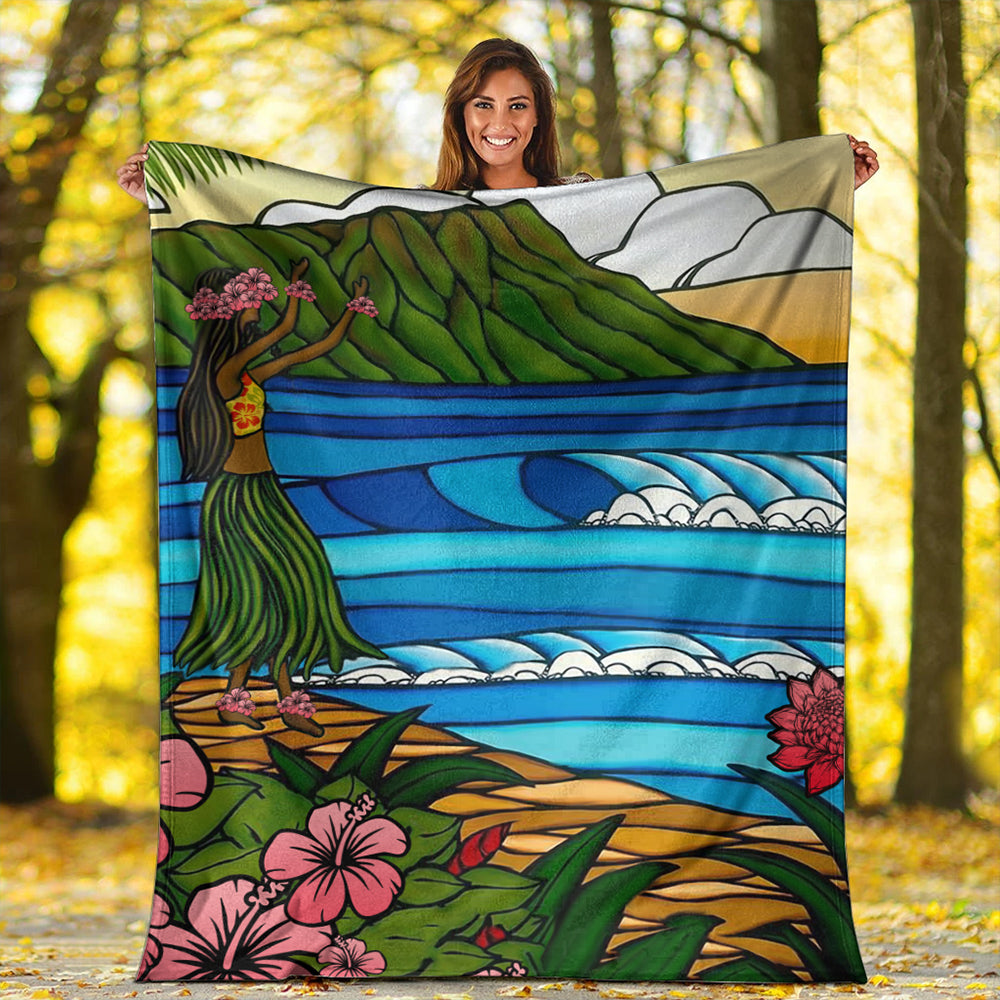 Hawaii Premium Blanket Hula Girl Dance Picture