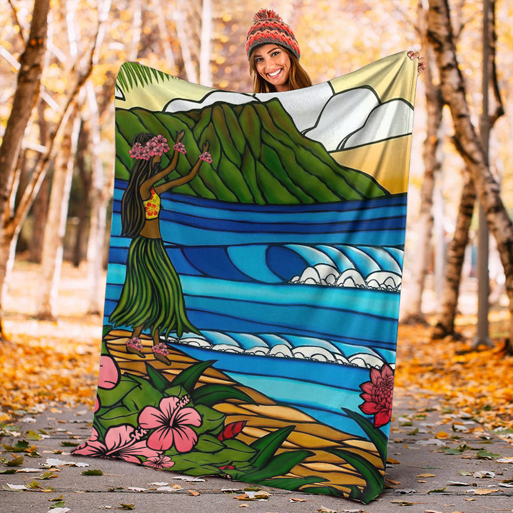 Hawaii Premium Blanket Hula Girl Dance Picture