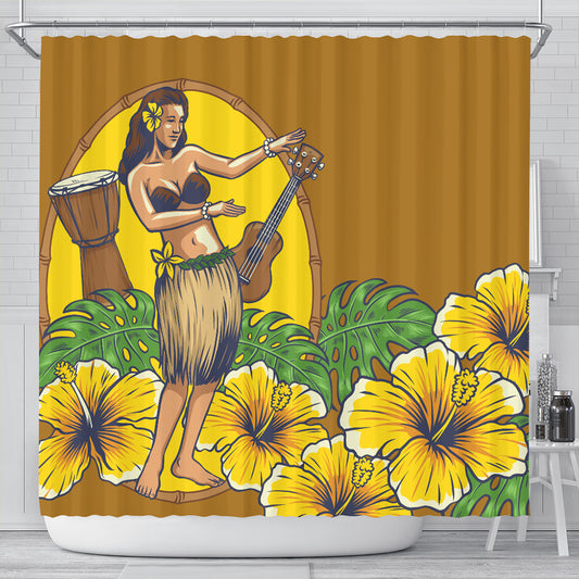 Hawaii Shower Curtain Hula Girl Dance Tradition