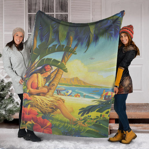 Hawaii Premium Blanket Hula Girl Hola Beach
