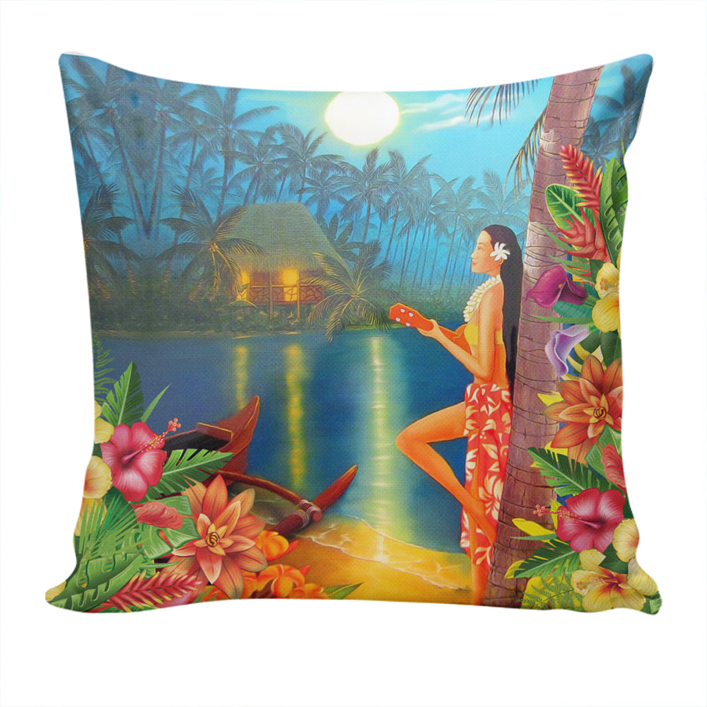 Hawaii Pillow Cover Hula Girl Sing In Village