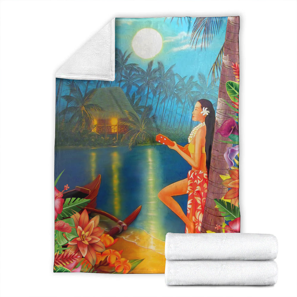 Hawaii Premium Blanket Hula Girl Sing In Village