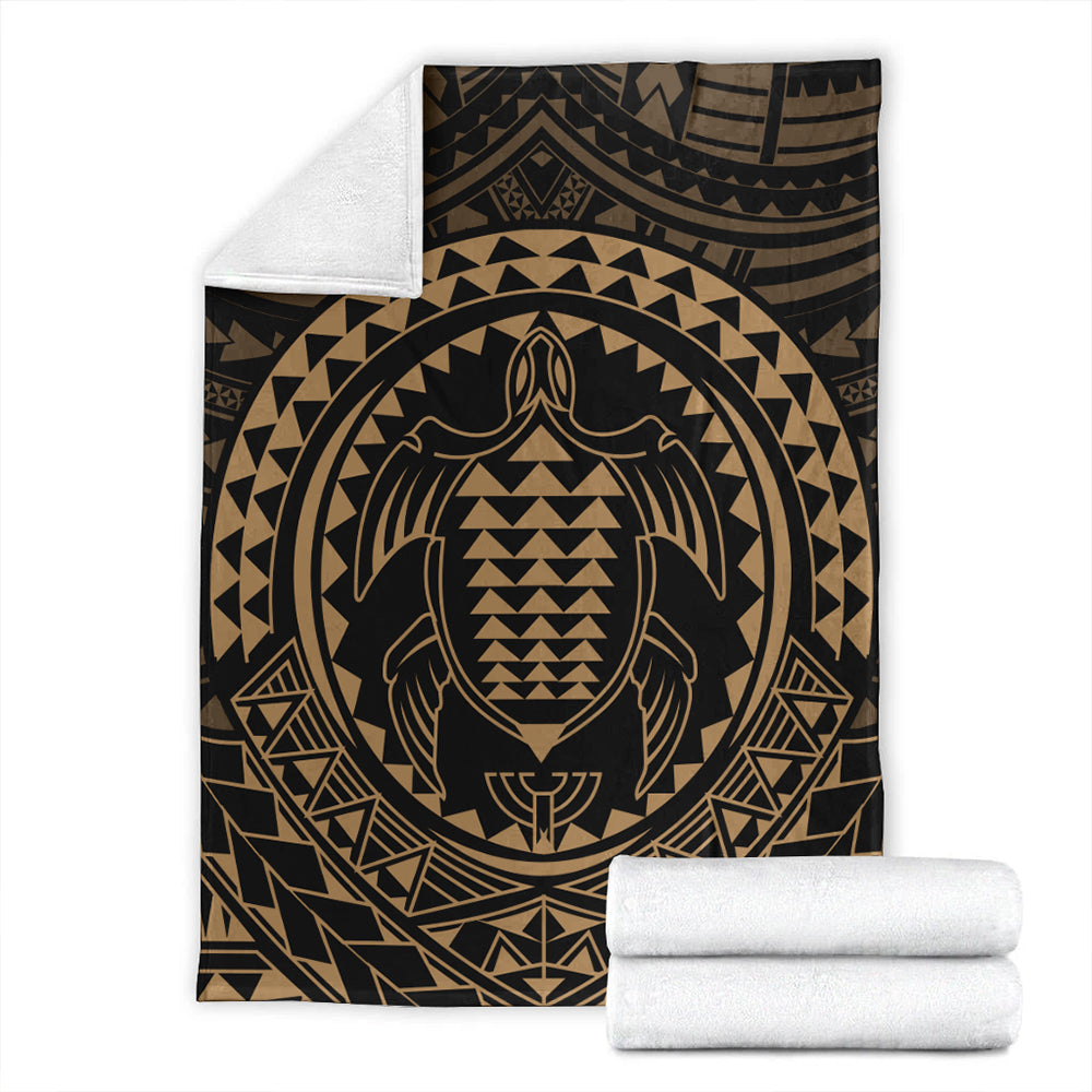 Hawaii Premium Blanket Kakau Honu Arc Polynesian Gold