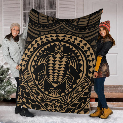 Hawaii Premium Blanket Kakau Honu Arc Polynesian Gold