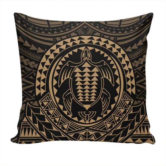 Hawaii Pillow Cover Kakau Honu Arc Polynesian Gold
