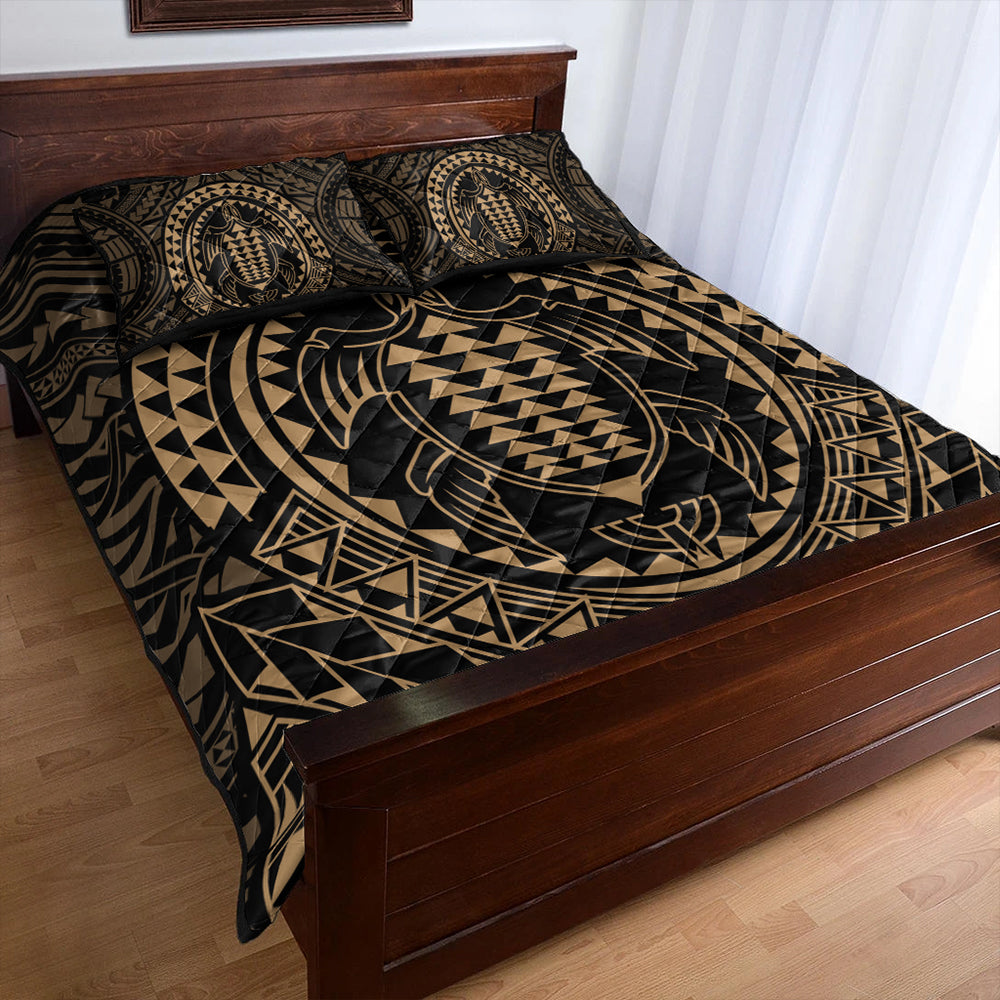 Hawaii Quilt Bed Set Kakau Honu Arc Polynesian Gold