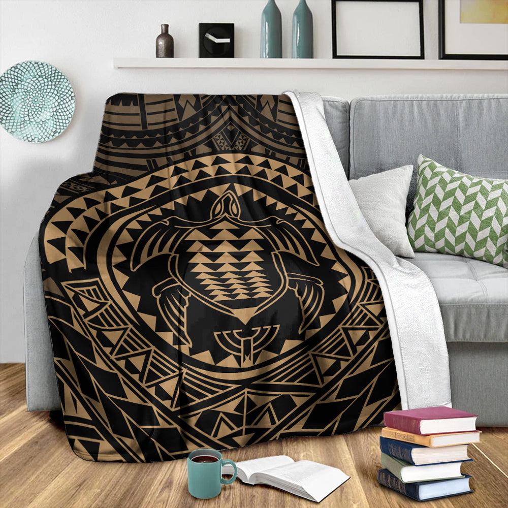 Hawaii Premium Blanket Kakau Honu Arc Polynesian Gold