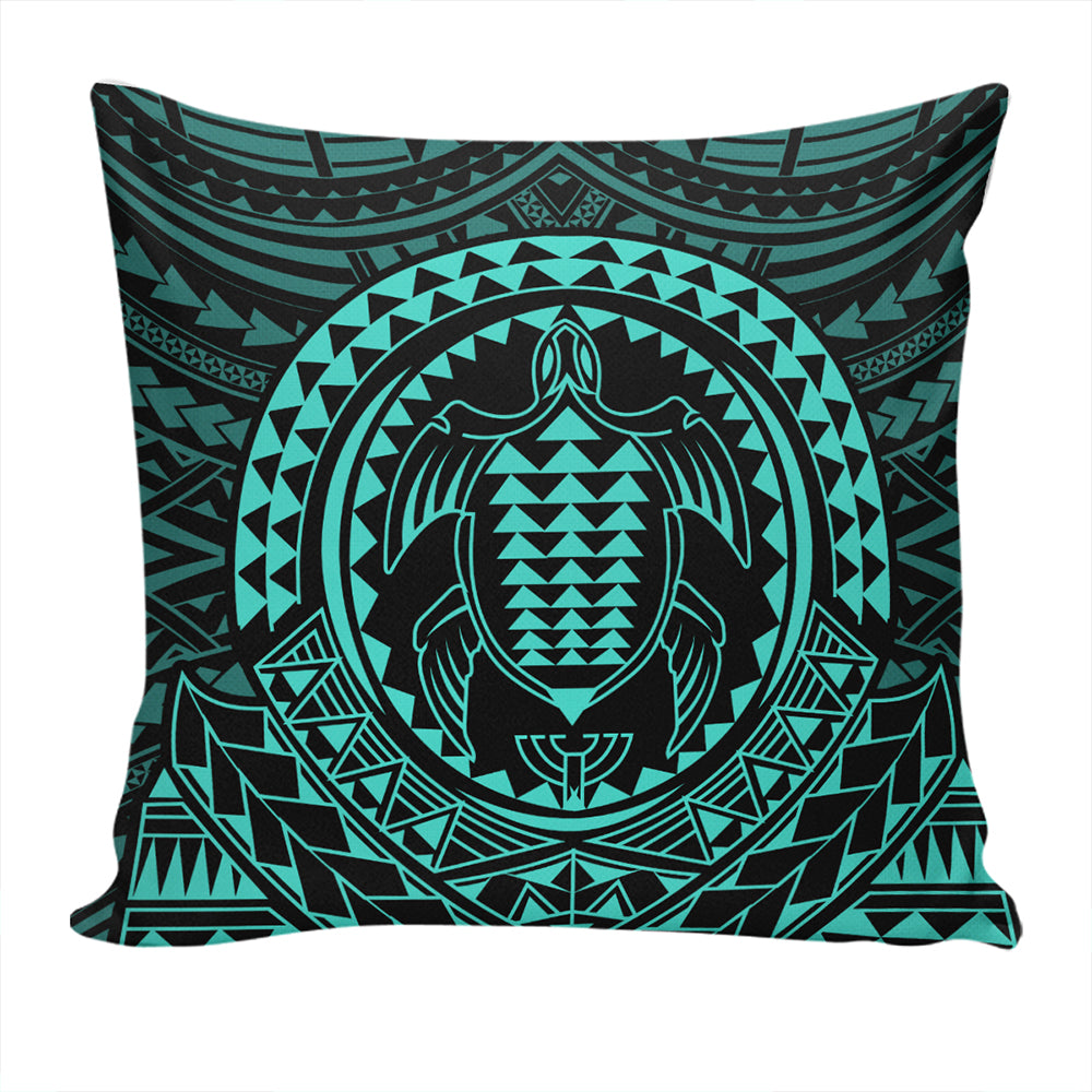 Hawaii Pillow Cover Kakau Honu Arc Polynesian Turquoise