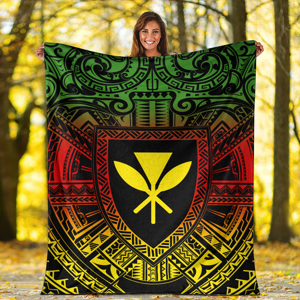 Hawaii Premium Blanket Kakau Honu Arc Polynesian Turquoise