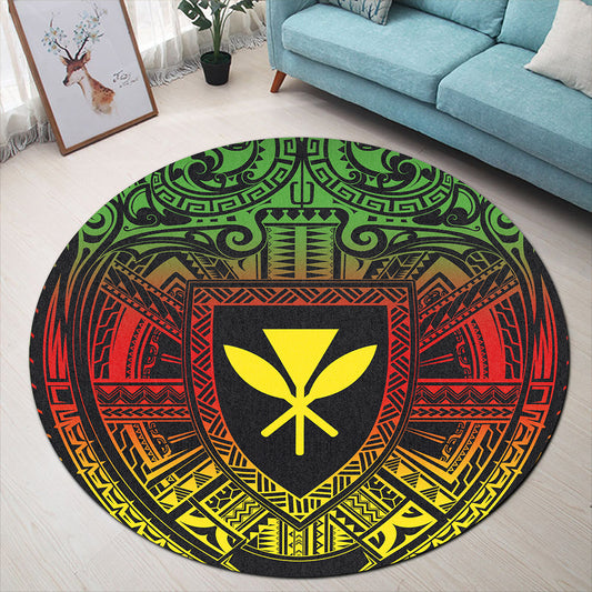 Hawaii Round Rug Kanaka Maoli Center Polynesian