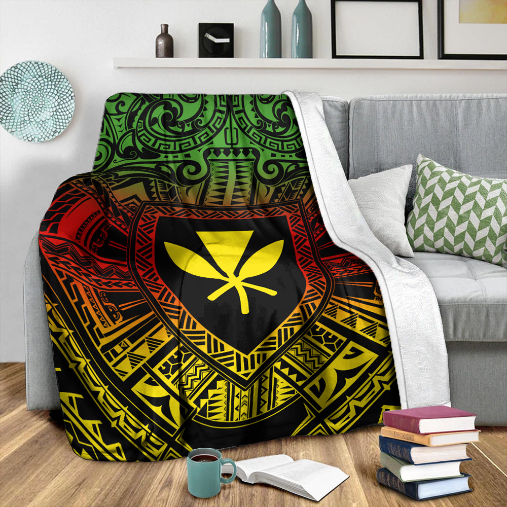 Hawaii Premium Blanket Kakau Honu Arc Polynesian Turquoise