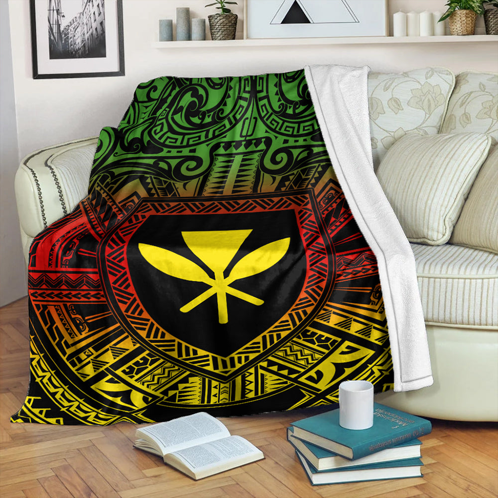 Hawaii Premium Blanket Kakau Honu Arc Polynesian Turquoise