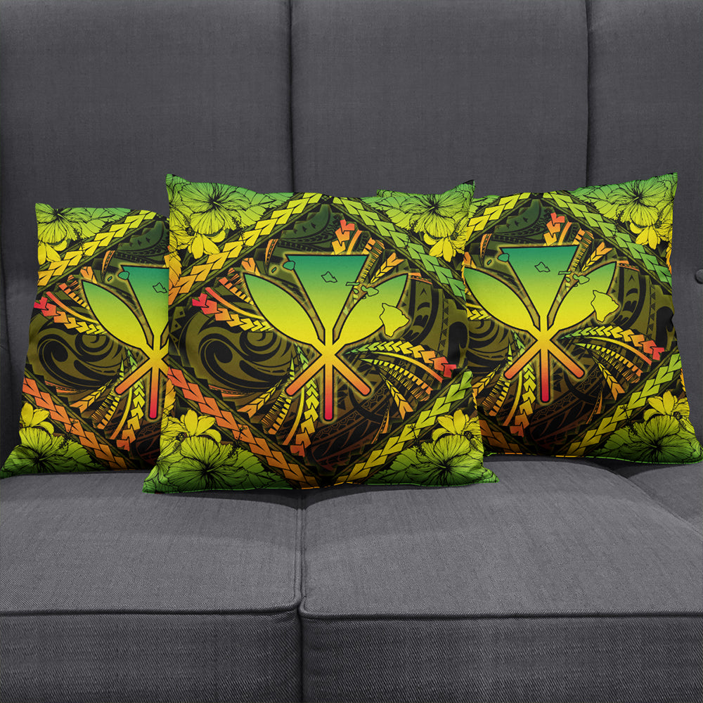 Hawaii Pillow Cover Kanaka Maoli Map Hibiscus Polynesian Kanu