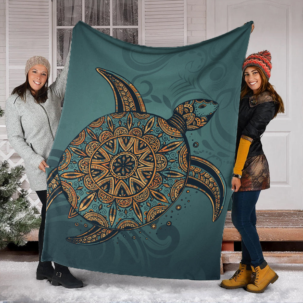 Hawaii Premium Blanket Mandela Turtle Royal Blue