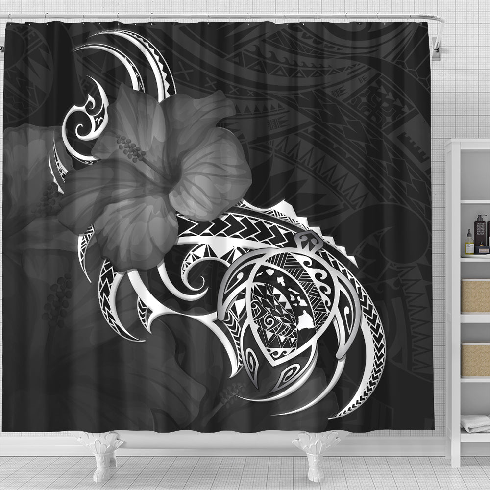 Hawaii Shower Curtain Map Turtle Hibiscus Polynesian Divise