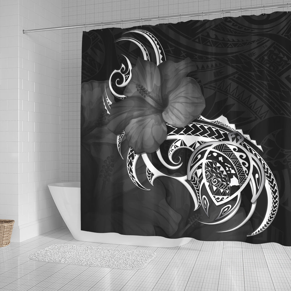 Hawaii Shower Curtain Map Turtle Hibiscus Polynesian Divise