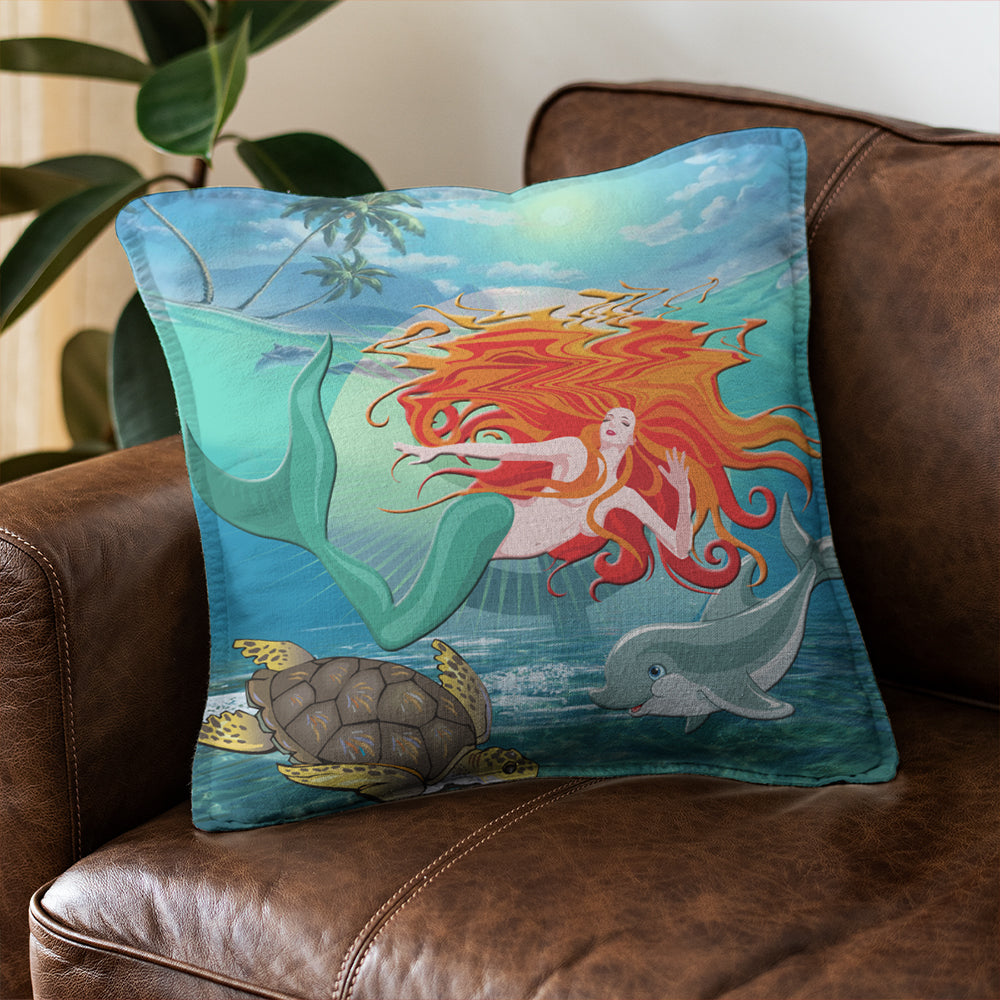 Hawaii Pillow Cover Mermaid And Animal
