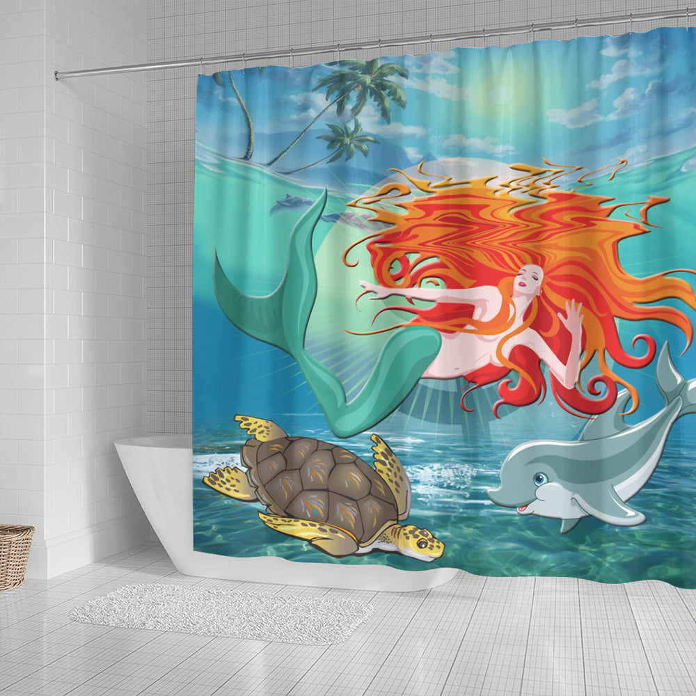 Hawaii Shower Curtain Mermaid And Animal