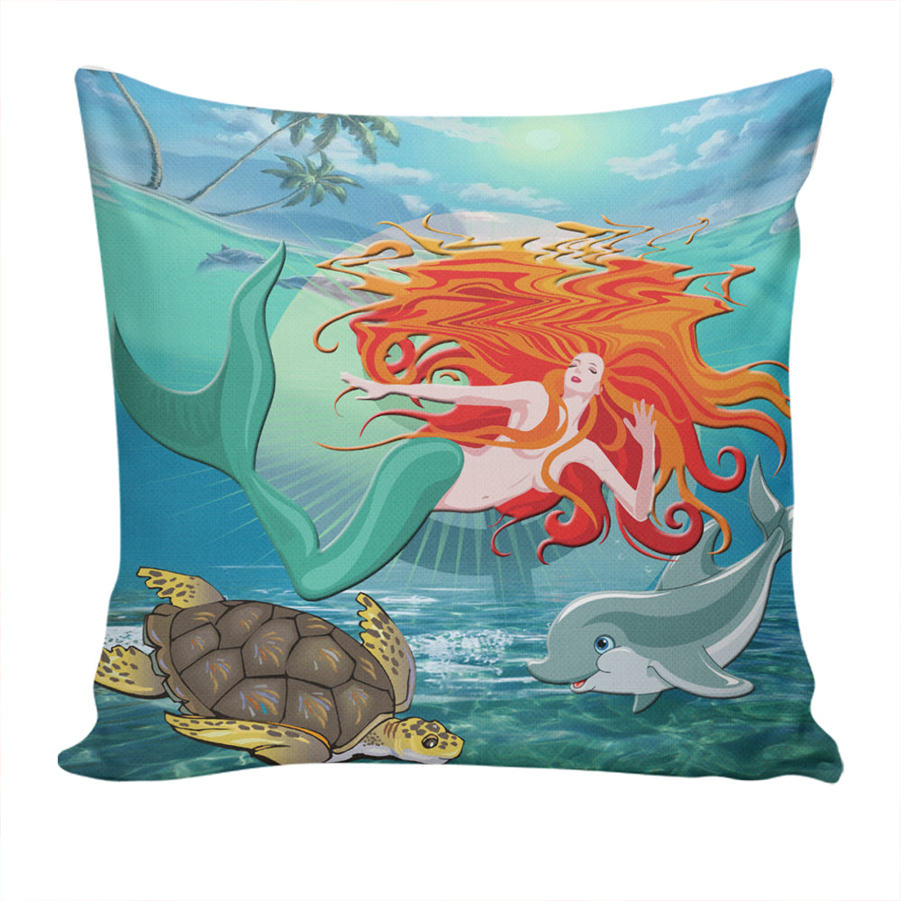 Hawaii Pillow Cover Mermaid And Animal