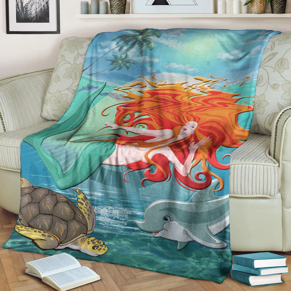 Hawaii Premium Blanket Mermaid And Animal