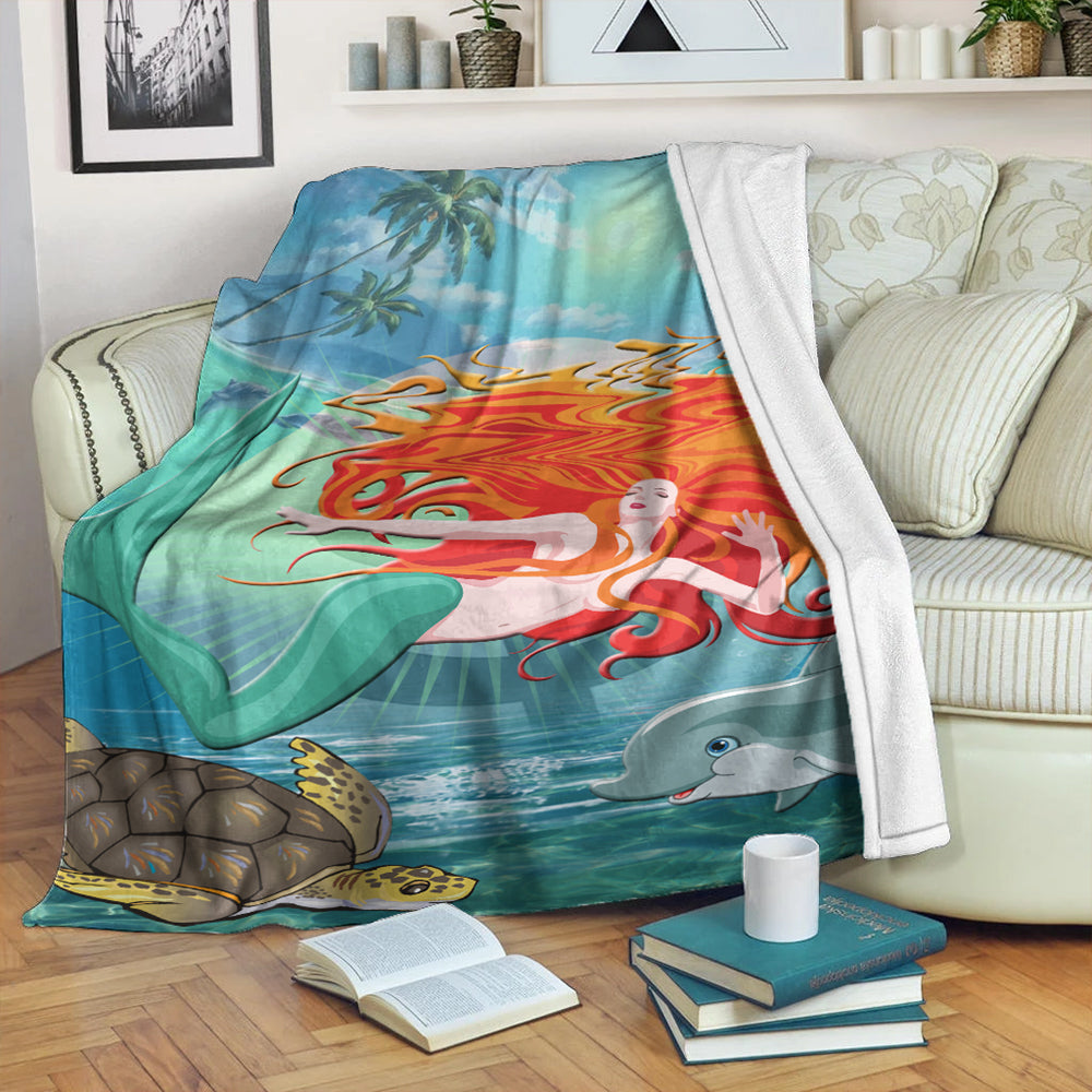 Hawaii Premium Blanket Mermaid And Animal