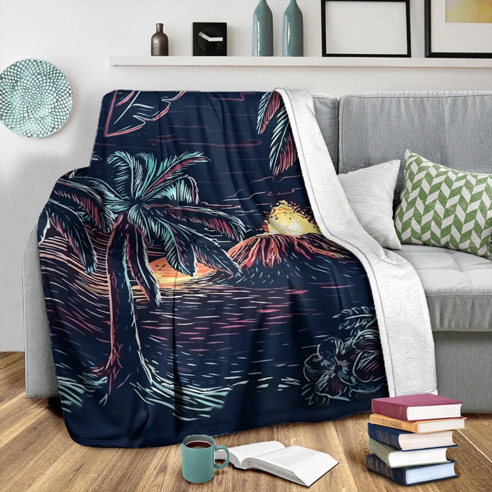 Hawaii Premium Blanket Night On The Land