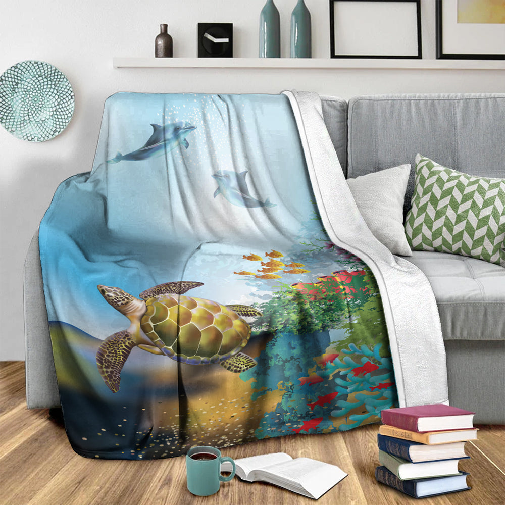 Hawaii Premium Blanket Ocean Cartoon