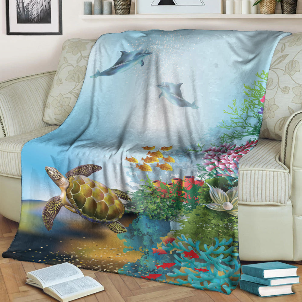 Hawaii Premium Blanket Ocean Cartoon
